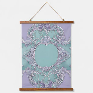 Lavendel en mintgroene bloemendesign AI-kunst Hangend Wandkleed