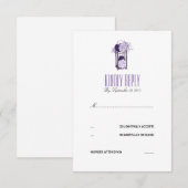 Lavendel en Paarse Bloemen Lantaarn RSVP Kaartje (Voorkant / Achterkant)
