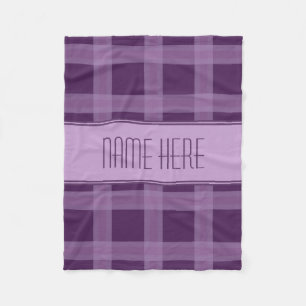 Lavendel en Paarse geruite Custom Name Blanket Fleece Deken