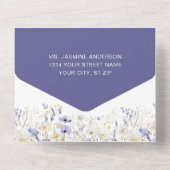 Lavendel en Paarse Wildflower huwelijksuitnodiging All In One Uitnodiging (Achterkant)