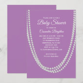 Lavendel en parels Baby shower uitnodiging (Voorkant / Achterkant)
