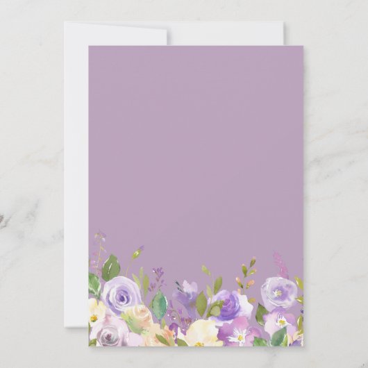 lavendel en perzikflorale baby shower, uitnodiging (Achterkant)