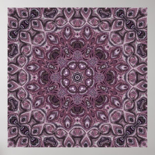 Lavendel en pruim Marmer Mandala Patroon Poster