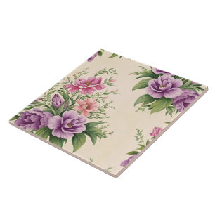 Lavendel en Roos Country Garden bloemenprint Tegeltje