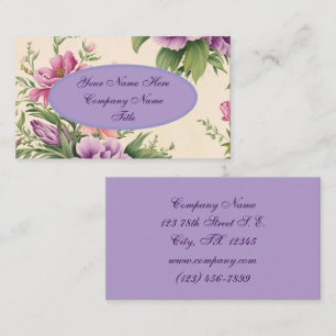 Lavendel en Roos Country Garden bloemenprint Visitekaartje