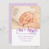 Lavendel en roze foto geboorte aankondiging (Voorkant / Achterkant)