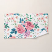 Lavendel en roze rozen naadloos patroon bad handdoek (Handdoek)