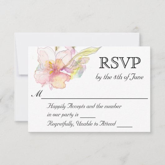 Lavendel en Roze Waterverf Bloemen Bruiloft RSVP (Voorkant)