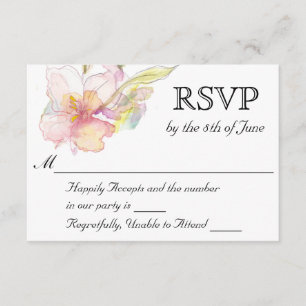 Lavendel en Roze Waterverf Bloemen Bruiloft RSVP Kaartje