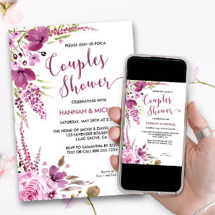 Lavendel en Sering Bloemen Koppel Shower Kaart