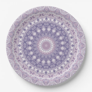 Lavendel en Sering Mandala Patroon Papieren Bordje