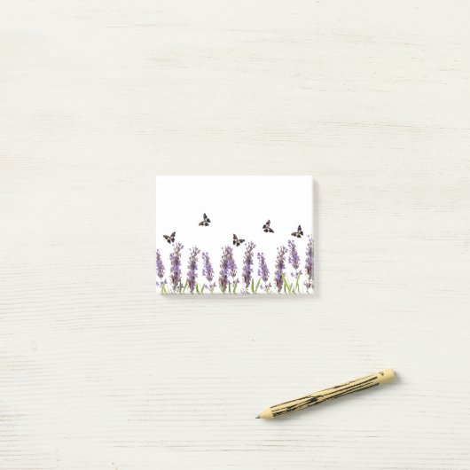 lavendel en vlinder post-it® notes (Op bureau)
