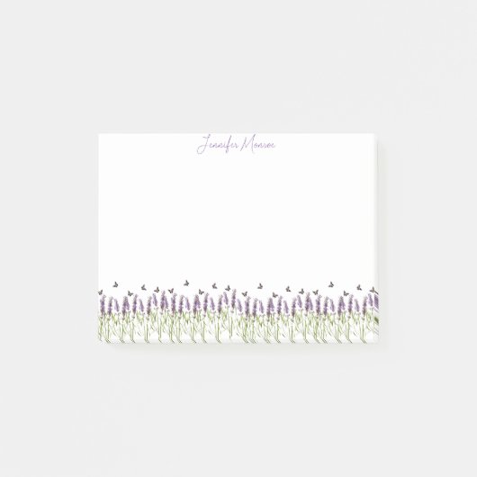 Lavendel en vlinders gepersonaliseerd post-it® notes (Voorkant)