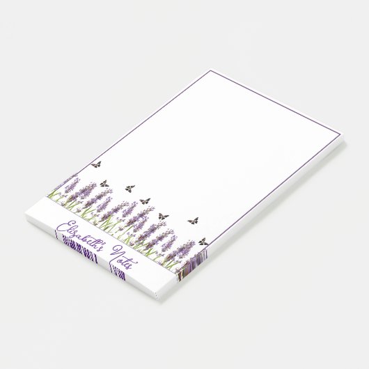Lavendel en vlinders gepersonaliseerd post-it® notes (Schuin)
