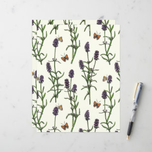 Lavendel en vlinders op gebroken wit