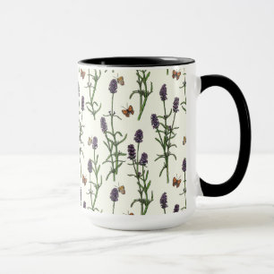 Lavendel en vlinders op gebroken wit mok