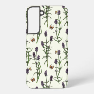 Lavendel en vlinders op gebroken wit samsung galaxy hoesje