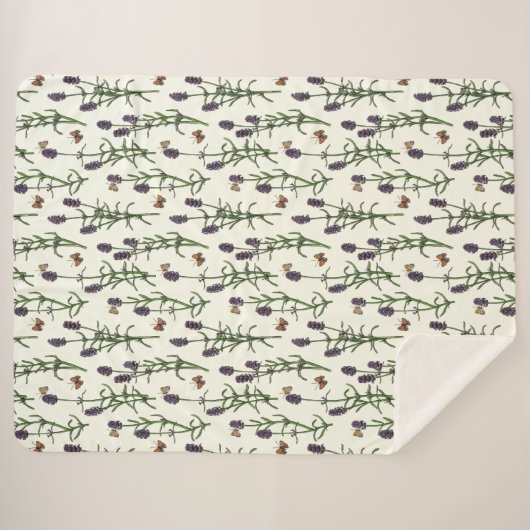 Lavendel en vlinders op gebroken wit sherpa deken (Voorkant (horizontaal))