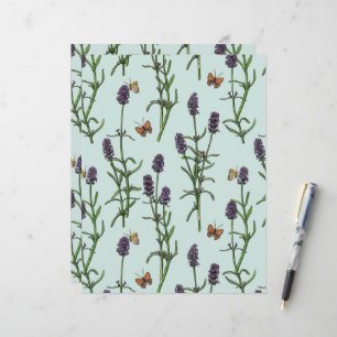 Lavendel en vlinders op zeeen glas