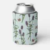 Lavendel en vlinders op zeeen glas blikjeskoeler (Blikje Achterkant)