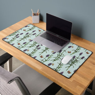 Lavendel en vlinders op zeeen glas bureaumat