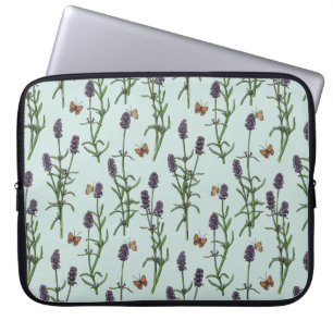 Lavendel en vlinders op zeeen glas laptop sleeve