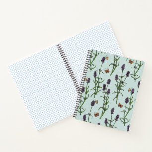 Lavendel en vlinders op zeeen glas notitieboek