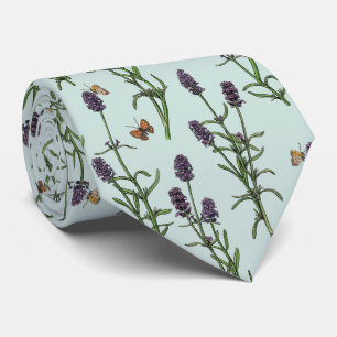 Lavendel en vlinders op zeeen glas stropdas