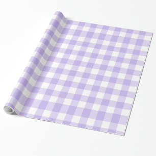 Lavendel en wit geruit patroon landelijk chic cadeaupapier
