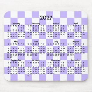Lavendel en Wit Geruit Whimsical 2027 Agenda Muismat