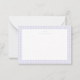 Lavendel en witte geruite meisjesbriefkaart notitiekaartje