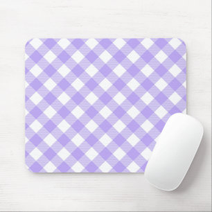 Lavendel en witte hoekige plaid muismat