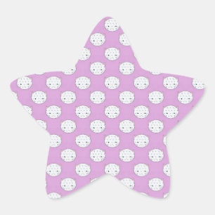 Lavendel en witte kattengezichtjes patroon polka s ster sticker