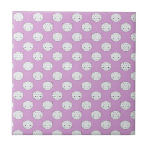 Lavendel en witte kattengezichtjes patroon polka s tegeltje