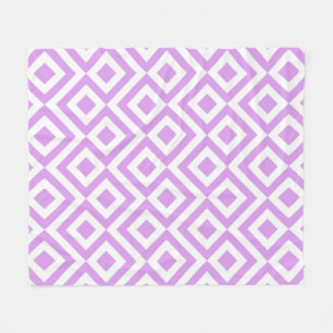 Lavendel en Witte Meander Patroon Fleece Deken