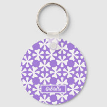 Lavendel en Witte Moderne Geometrische Bloemmotief