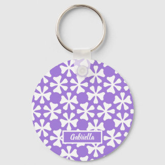 Lavendel en Witte Moderne Geometrische Bloemmotief Sleutelhanger