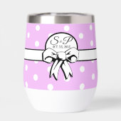 Lavendel en witte Polka Dot White Bow Personaliser (Achterkant)