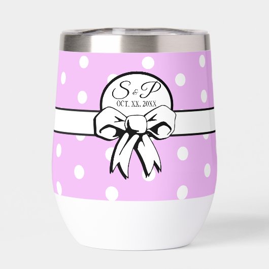 Lavendel en witte Polka Dot White Bow Personaliser (Achterkant)