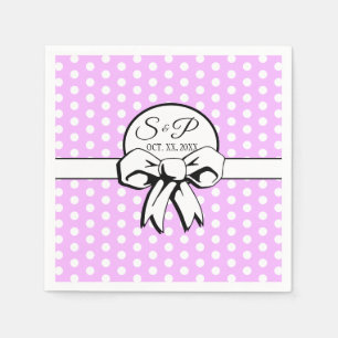 Lavendel en witte Polka Dot White Bow Personaliser Servet