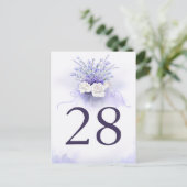 Lavendel en witte Rose Trouwtafel Nummer Kaart (Staand voorkant)