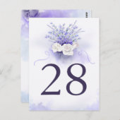 Lavendel en witte Rose Trouwtafel Nummer Kaart (Voorkant / Achterkant)