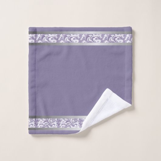 Lavendel en zilveren elegantie: Abstracte handdoek (Wasdoekje)