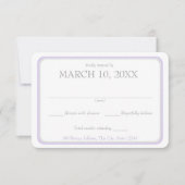 Lavendel en zilveren lint grens bruiloft reactie RSVP kaartje (Voorkant)