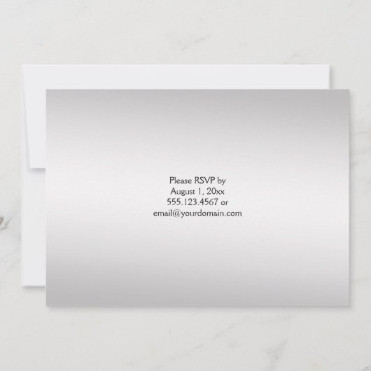 lavendel en zilveren post bruiloft kaart (Achterkant)