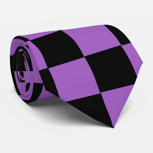 Lavendel en zwart geruit patroon Extravagant Stropdas (Opgerold)