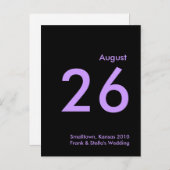 Lavendel en zwart slaan de datum op aankondigingskaart (Voorkant / Achterkant)