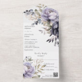 Lavendel en Zwarte Pioenen QR Code All In One Uitnodiging (Binnen)