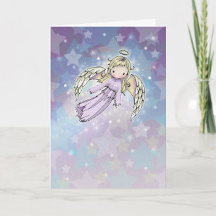 Lavendel Engel in de Sterren Kerstkaart Feestdagen Kaart