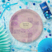  Lavendel Ephemera Damask Bruiloft Papieren Bordje (Feest)